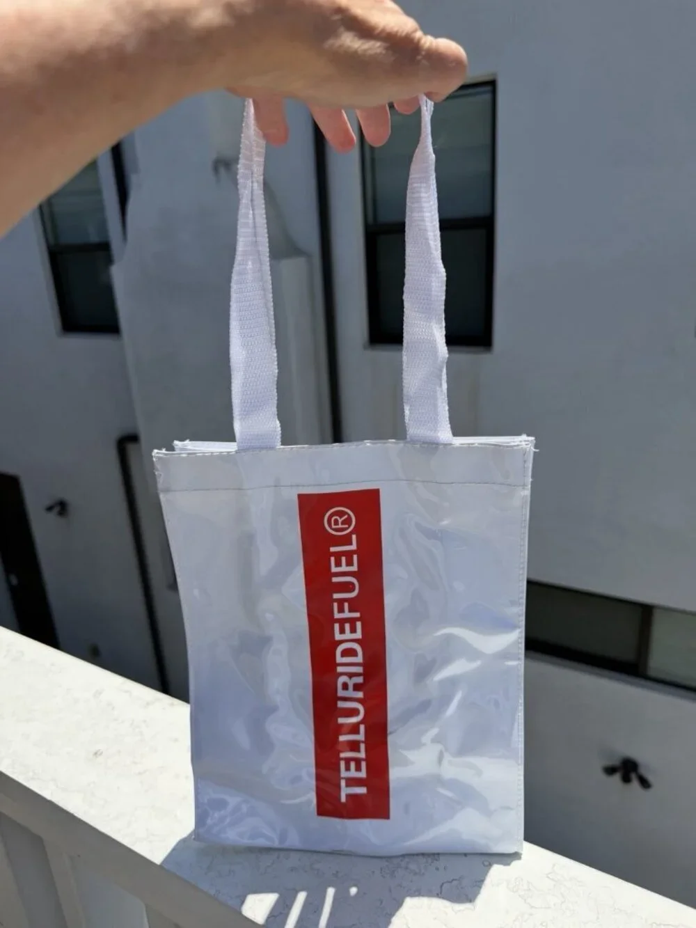 TellurideFuel retro limited edition white shopping tote logo Colorado athletic